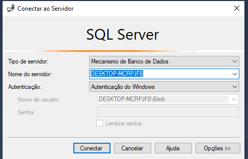 Criação e inserção de dados em SQL Server